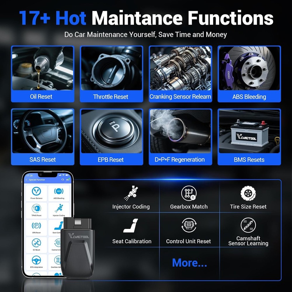 VDIAGTOOL D100 Auto Full Systems Bidirectional OBD2 Scanner Diagnostic Tool Free