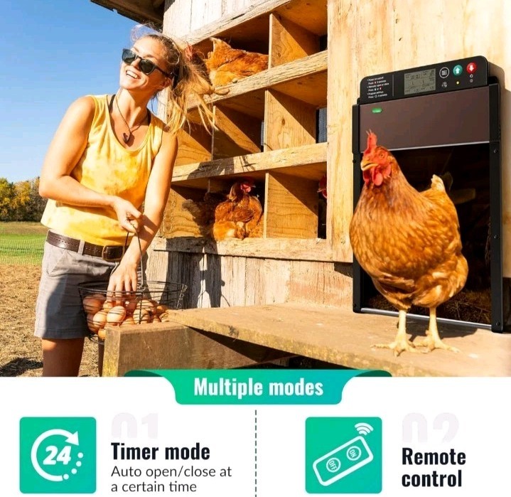 Automatic Chicken Coop Door Solar Powered with Timer/Light Sensor Setting