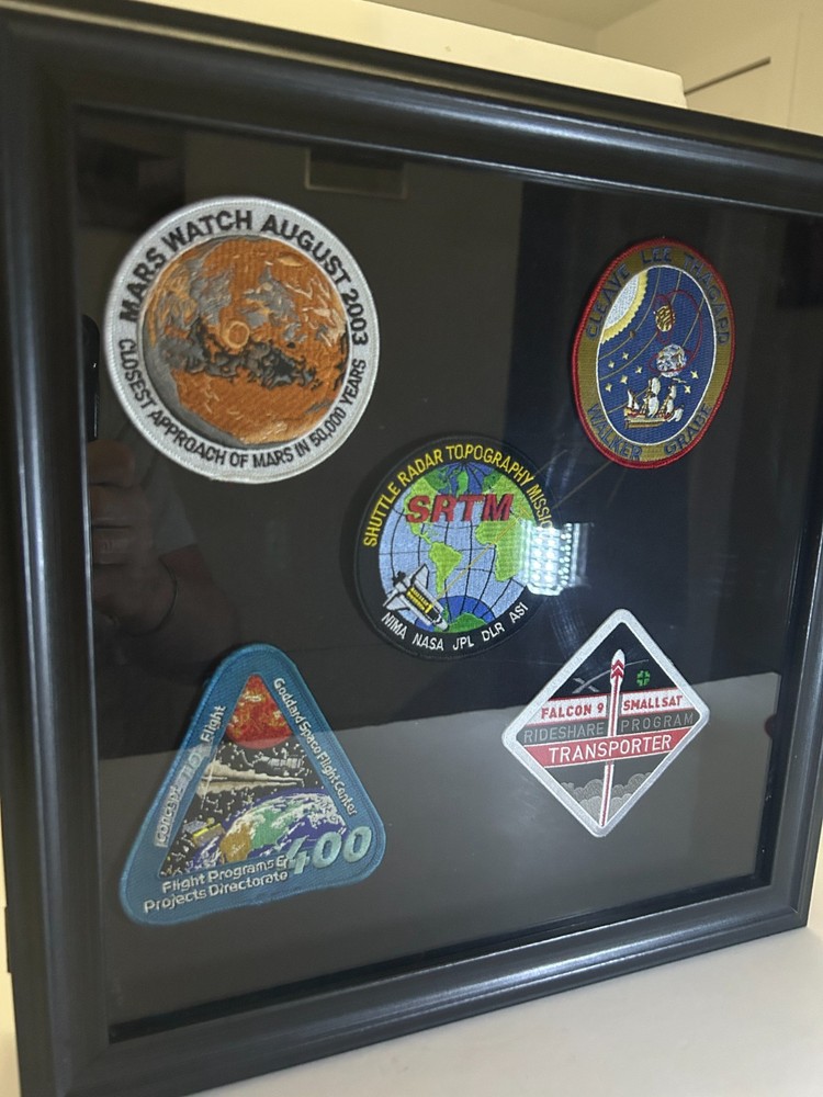 NASA Space Patch Display SRTM Falcon 9 Shuttle Framed Shadow Box