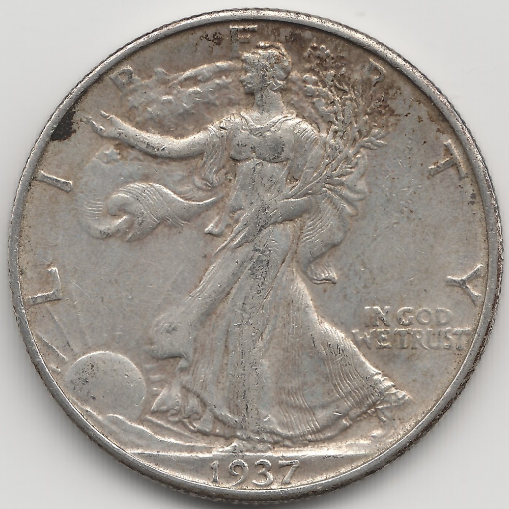 1937 D Walking Liberty Half Dollar, AU