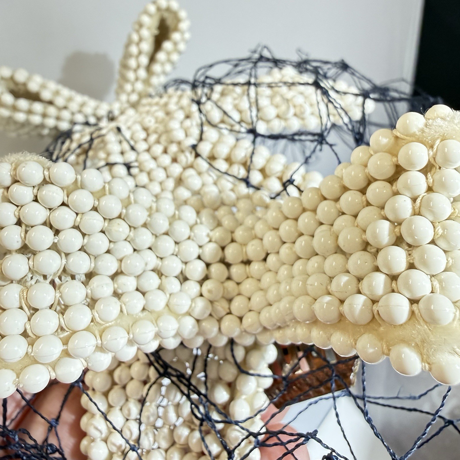 BES-BEN 1940s LOT Hat Original Box White Beaded Bows Job Lot for repair Vintage