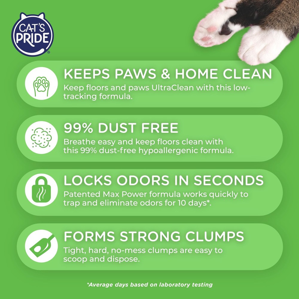 Max Power: UltraClean Low Tracking Multi-Cat Clumping Litter - Keeps Paws & H...