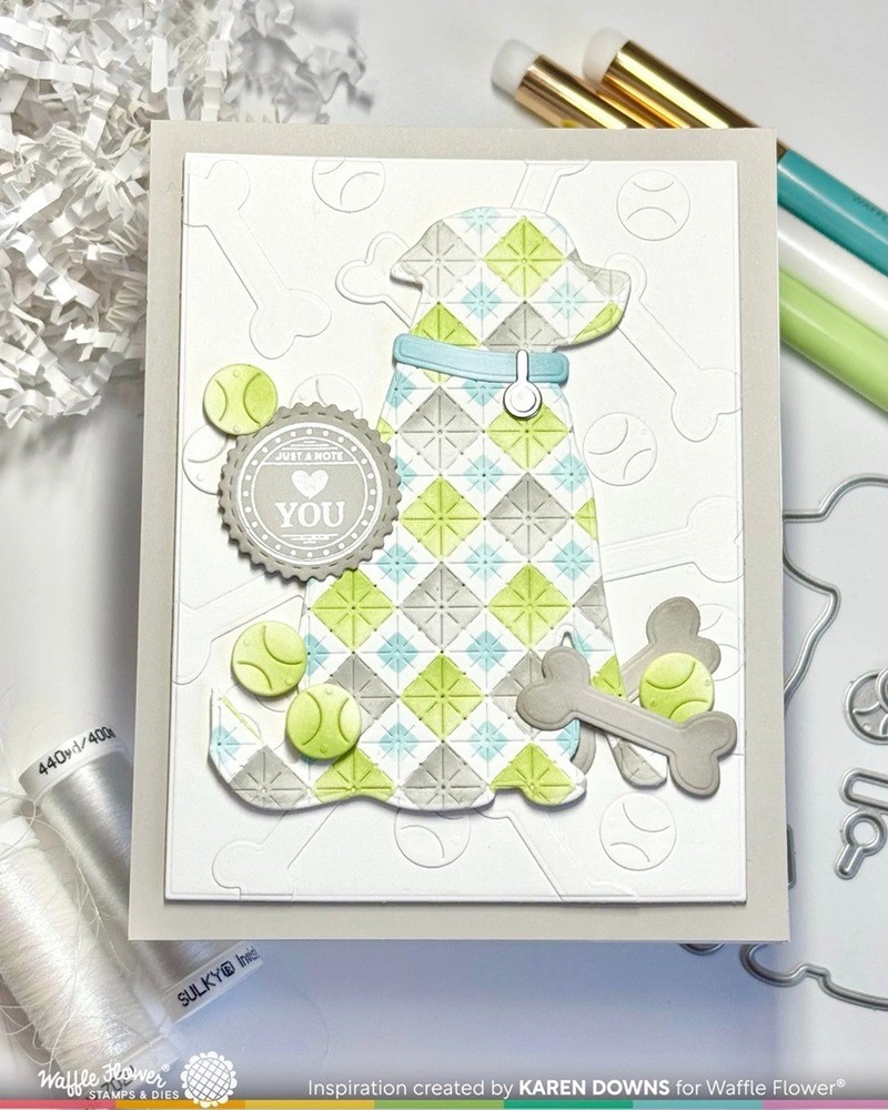 Waffle Flower Stamp & Die Set - Postage Collage Circle Sentiments