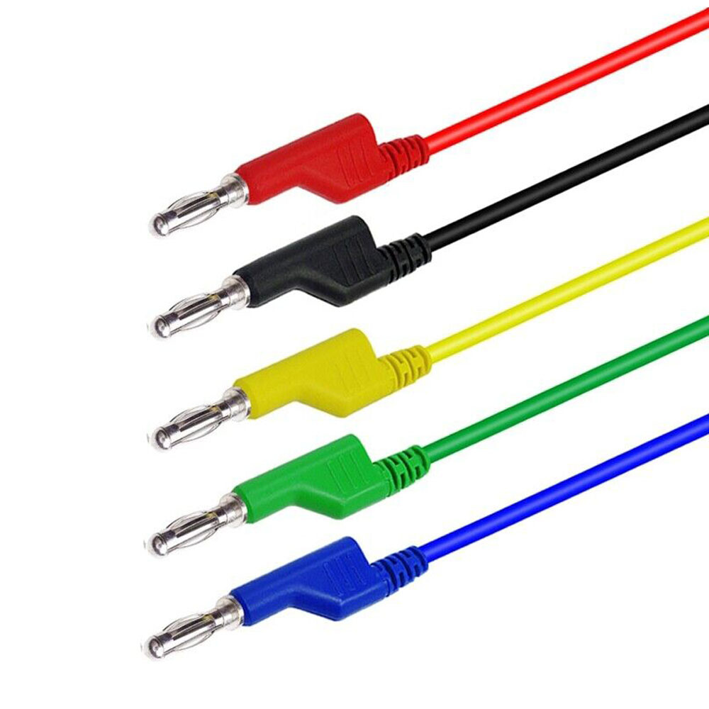 5x 4mm Stackable Banana Plug To Test Hook Clip Test Leads Mini Grabber Cable US