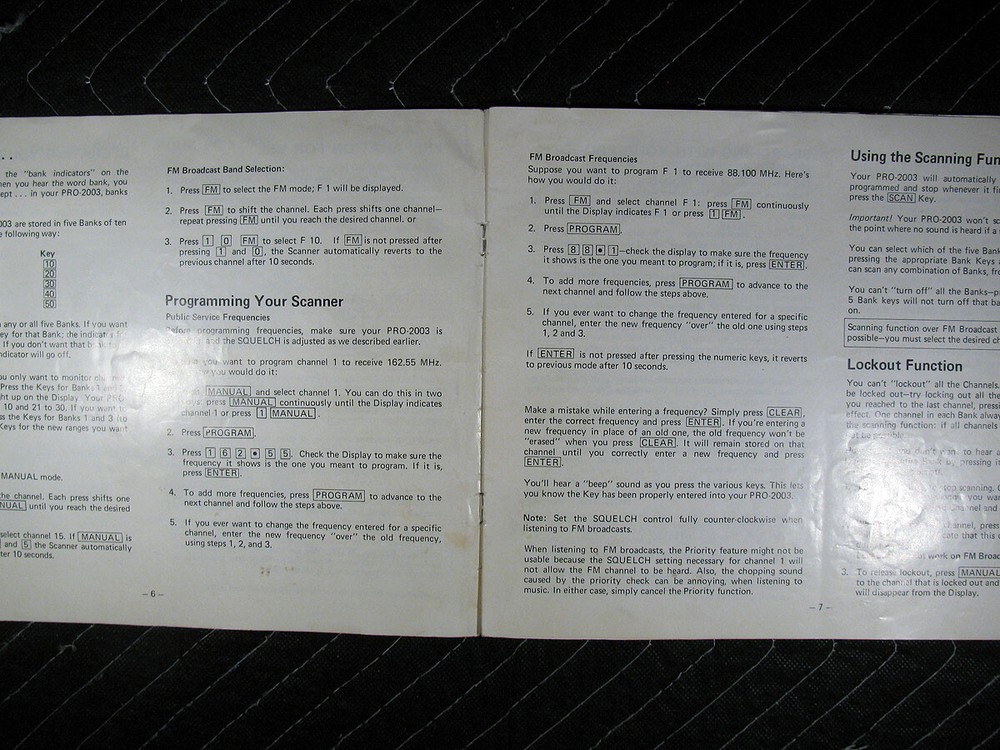 Genuine Realistic PRO-2003 Programmable AM/FM Scanning Receiver Manual
