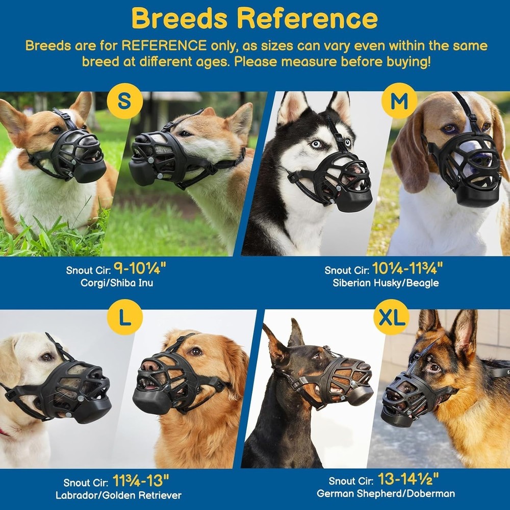 BARKLESS Basket Muzzle for Large Dogs, Humane Muzzle to Prevent Biting and Scave