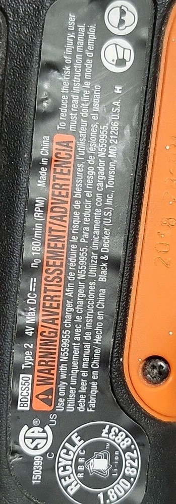 BLACK+DECKER BDCS50C 4-Volt Cordless Screwdriver Tool Only