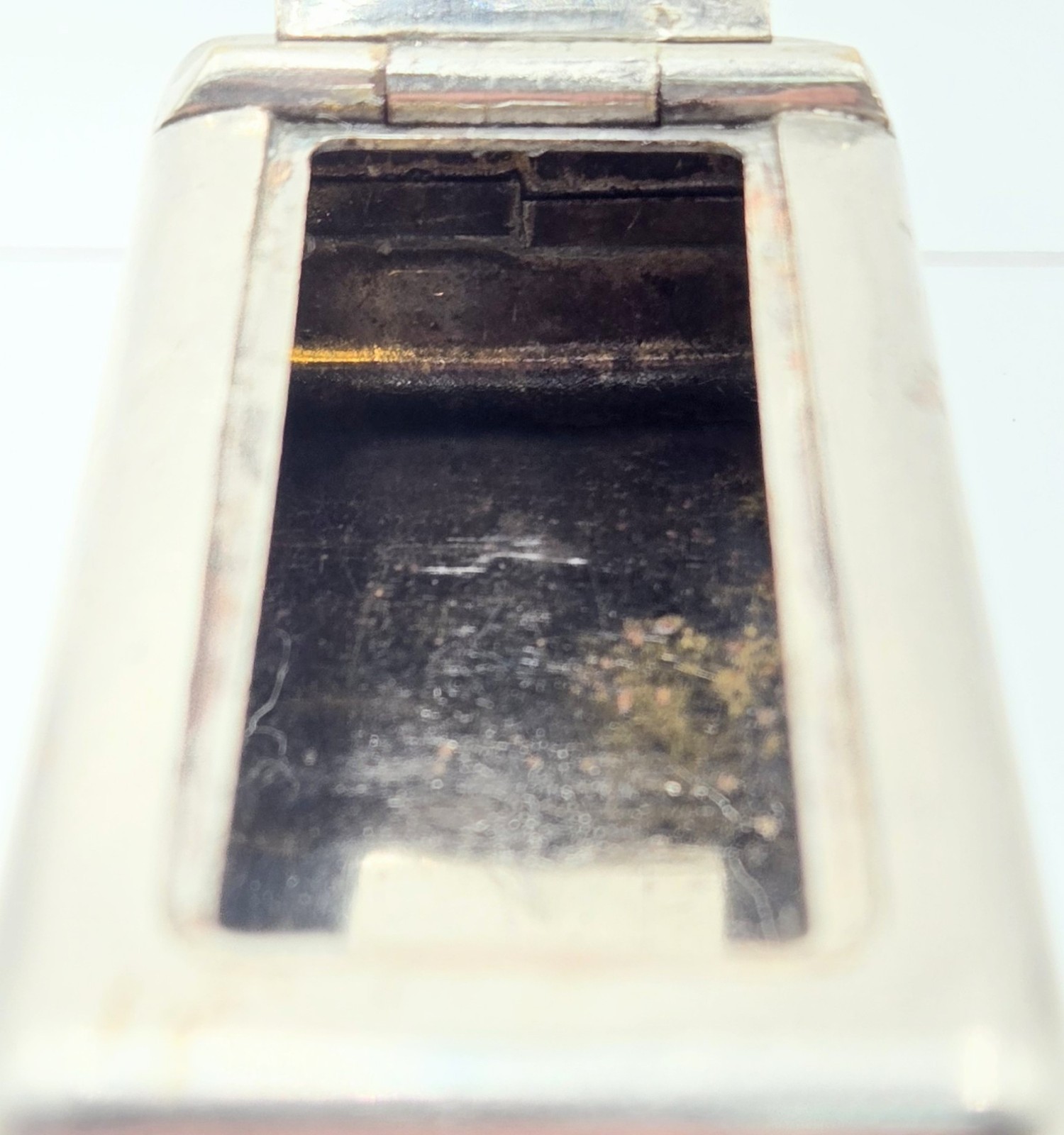 WWI Era Nickel-Plated Brass Trench Vesta Case – Rare Match-Holder Lid – MINT...