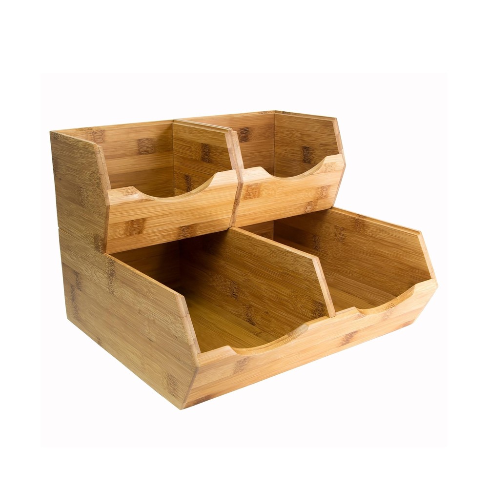 HOMESTEAD Bamboo Pantry Storage Bins - Stackable Baskets, Potato an... Fast Ship
