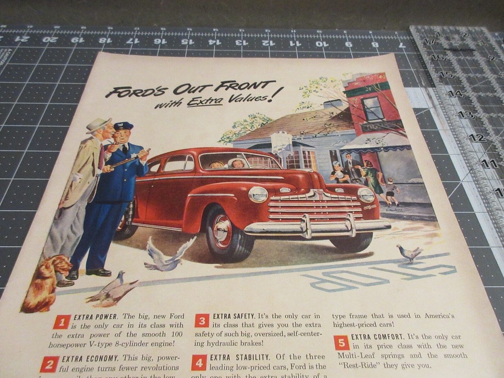 1946 Ford Out Front with Extra Values ! - Print Ad