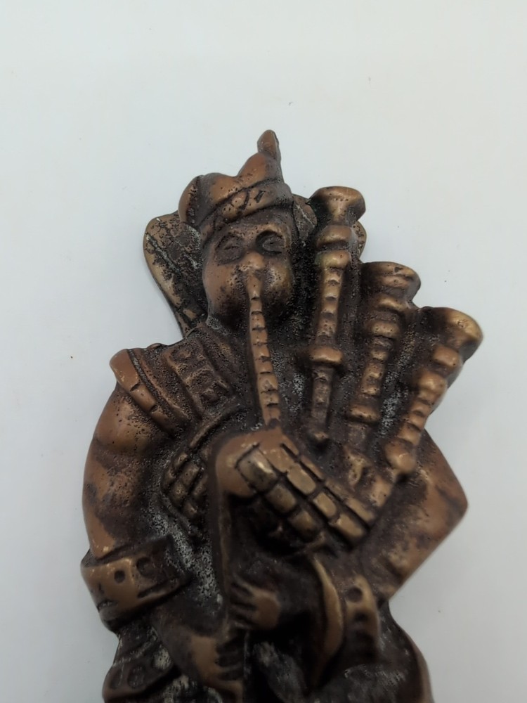 Vintage Style Solid Brass Knocker ''Scottish Bagpiper" Britain