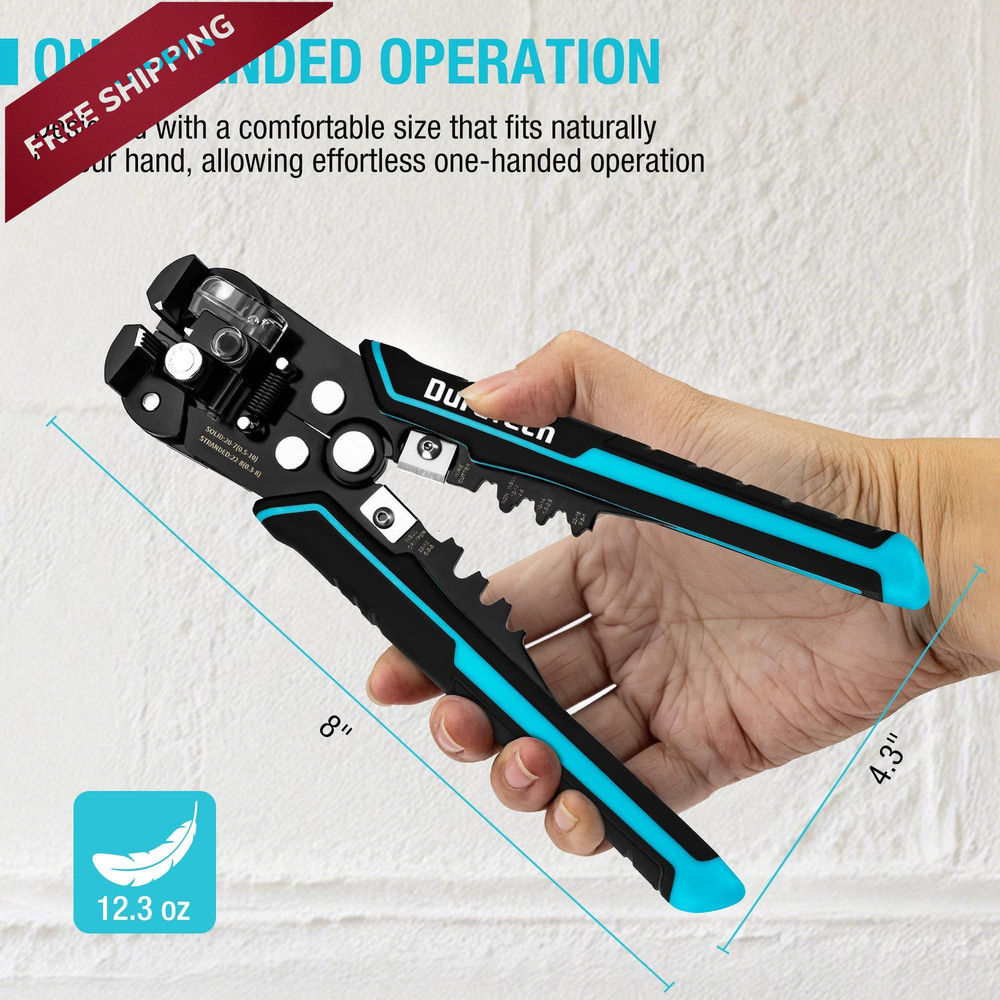 DURATECH Self-Adjusting Wire Stripper, 3-in-1 Automatic Blue/Black
