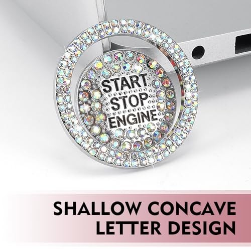 Crystal Rhinestone Car Engine Stop Decoration Ring Sticker, Multicolored