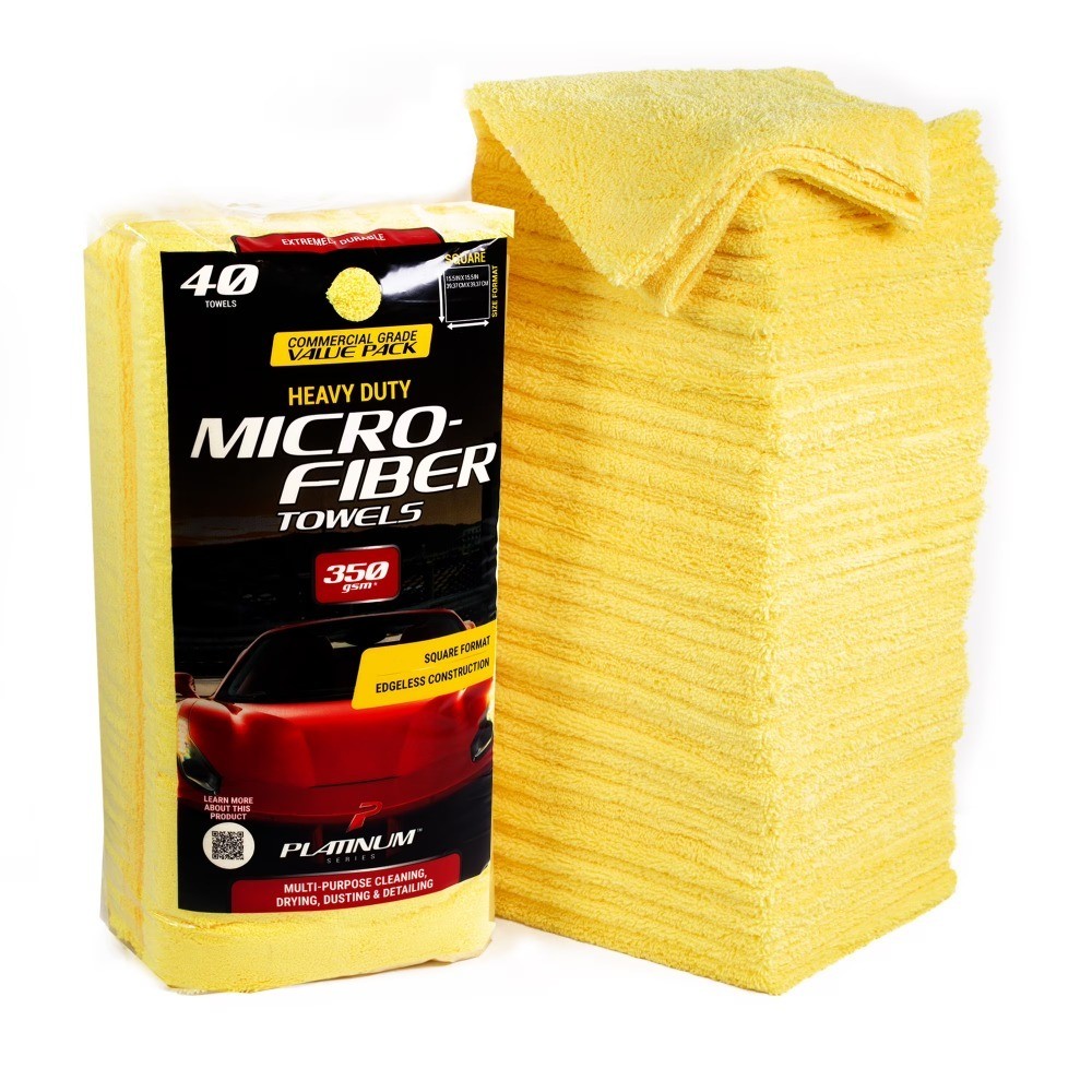Heavy Duty Multi-Purpose Microfiber Detailing Towel, 40 Pack, Yellow