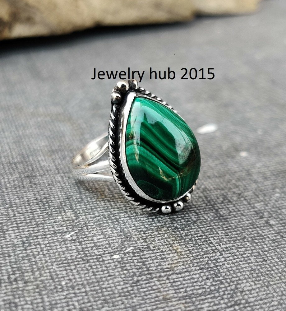 malachite gemstone 925 Silver Ring Beautiful Ring Designer Ring Lovely Ring MO**