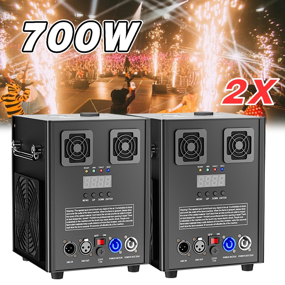 2PCS 700W Large Cold Spark Machine Stage Effect DMX Firework Party Wedding &Case