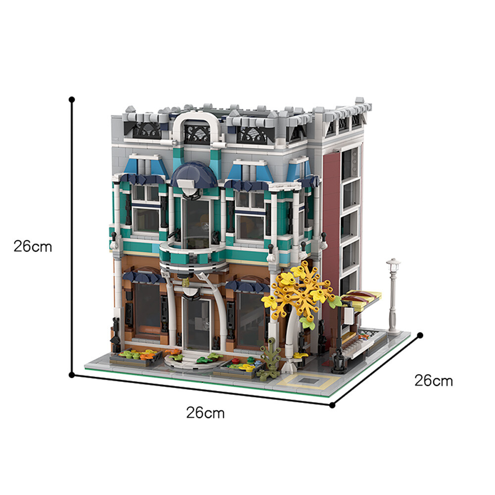 Modular Building: Café / Library Model with Interior 2287 Pieces MOC Build