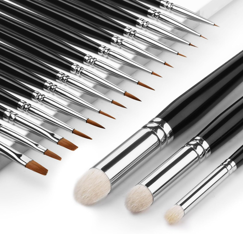 Miniature Model Paint Brushes Drybrush Set 18Pcs for Effect, Fine Tip Model Pain