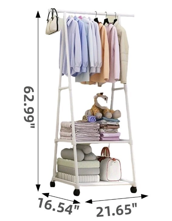 Clothes Rack on Wheels, Triangle Coat Rack, Rolling Garment Rack, 2 Tier Rolling