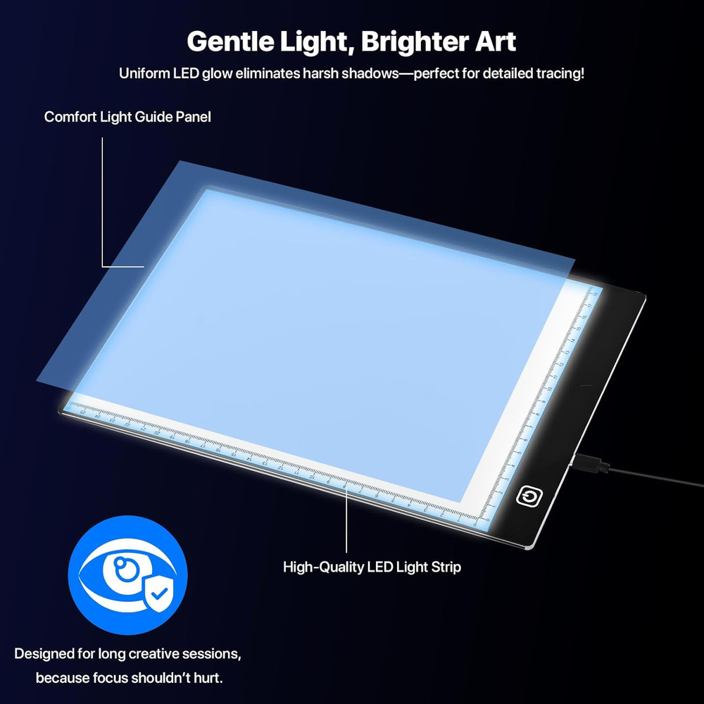 A5 LED Light Box for Tracing and Drawing - Ultra-Thin Adjustable Light Table