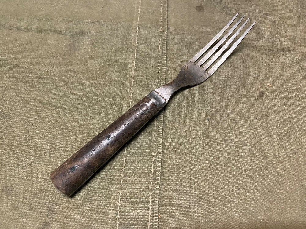 ORIGINAL PRE WWI SPANISH AMERICAN WAR US ARMY MESS KIT WOODEN HANDL FORK UTENSIL