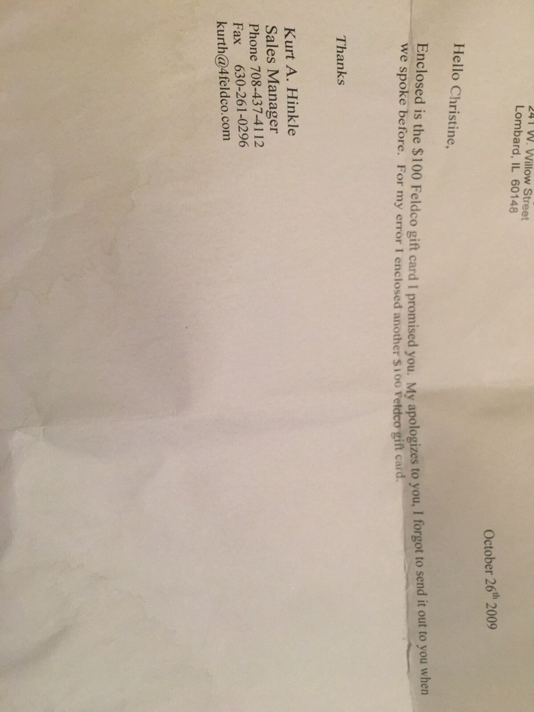 Feldco Windows Gift Cards - $100/each