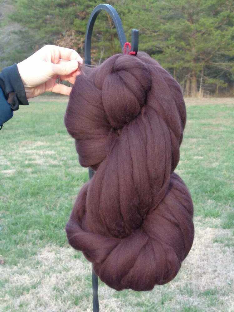 Dark Brown Wool Top Roving