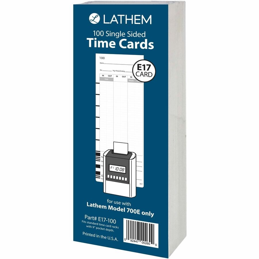 Lathem Model 700E Clock Single Sided Time Cards (e17100)