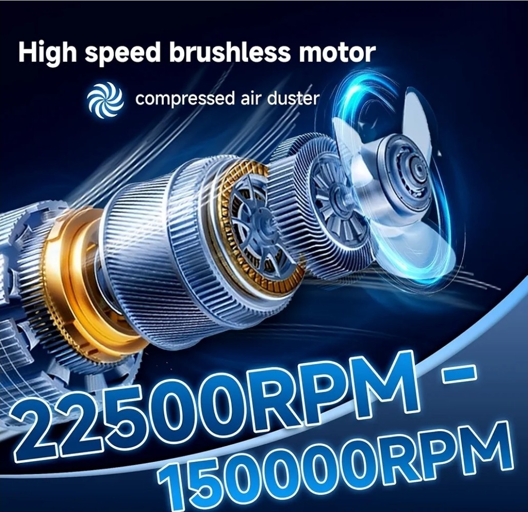 Compressed Air Duster & Vacuum Cleaner 4-in-1, 150,000RPM Powerful Electric (NEW