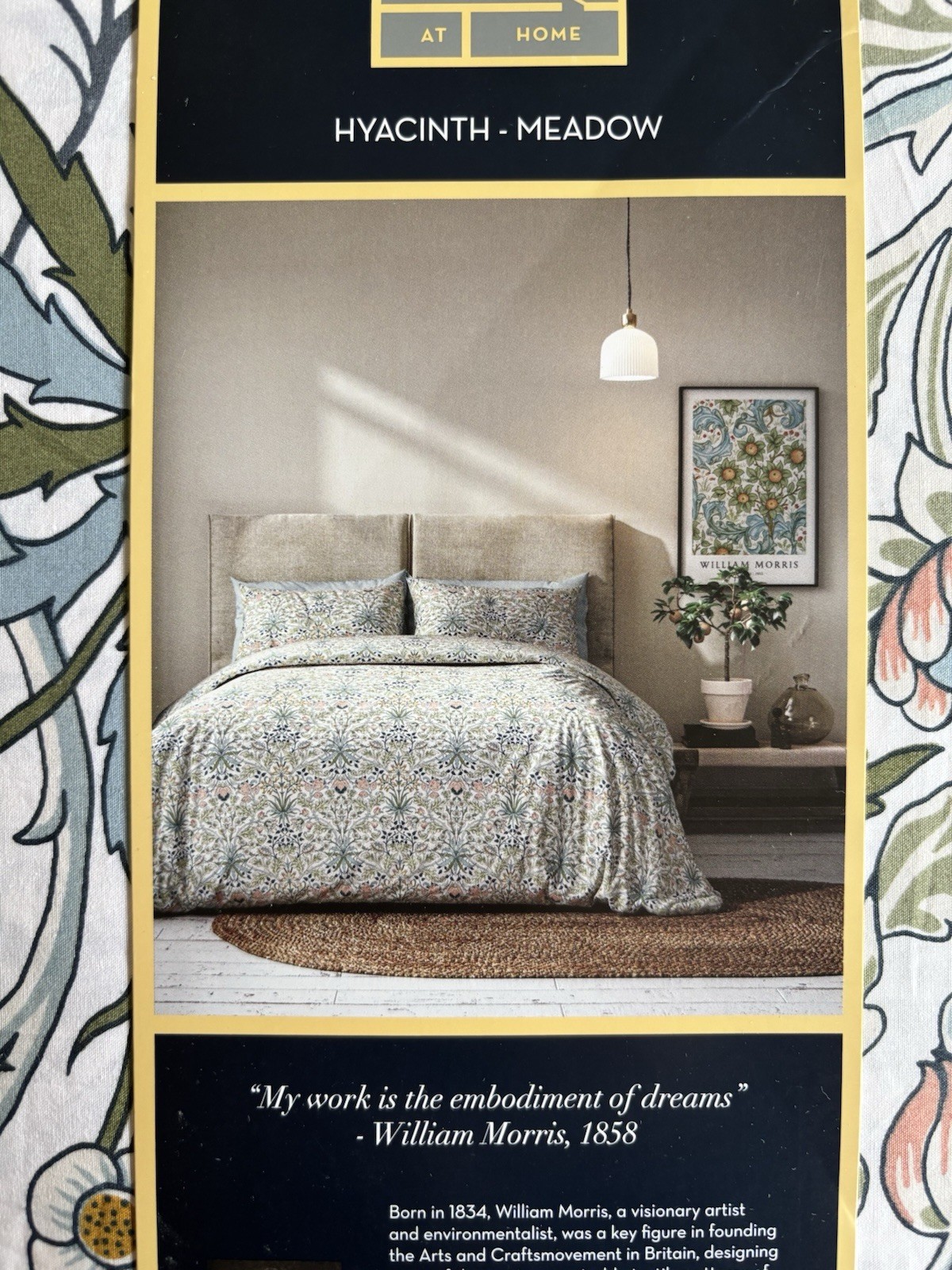 William MORRIS & CO. QUEEN Duvet Set Hyacinth Meadow 100% Cotton