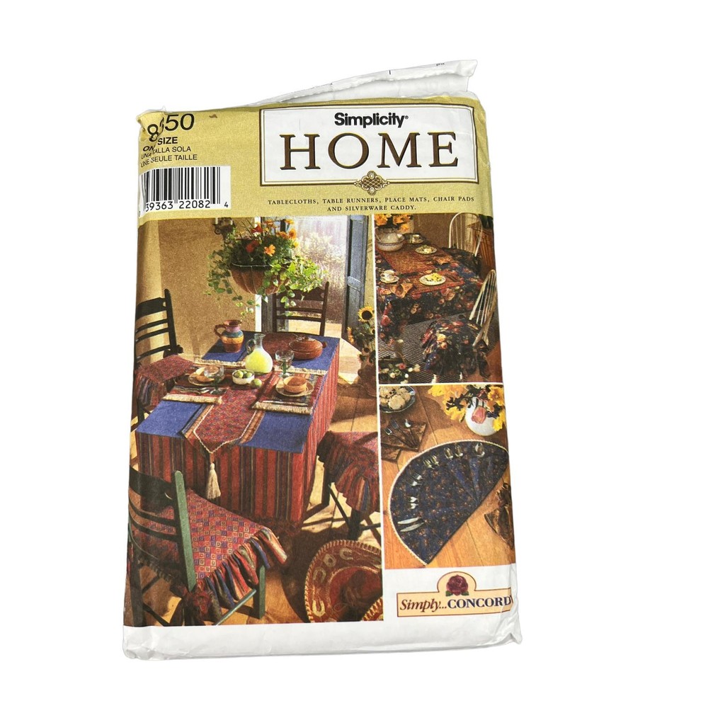 Simplicity Uncut Pattern 8350 Simplicity Home Table Cloth, Runner...
