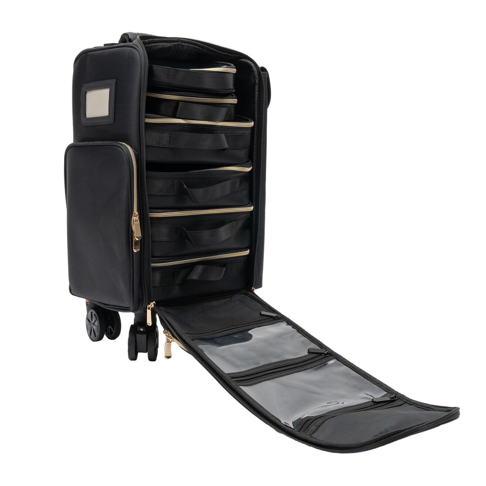 Professional Makeup Case,Rolling Makeup Train Case,Cosmetic Storage Organizer