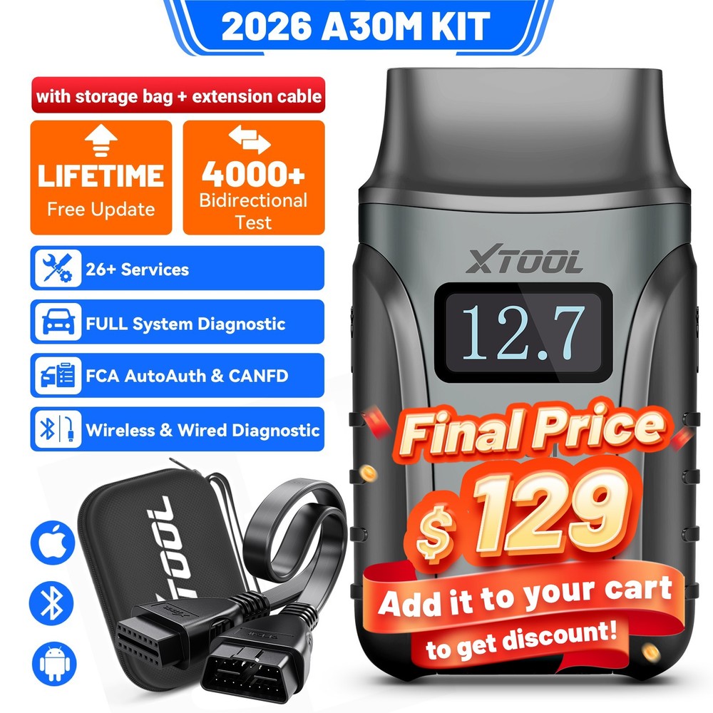XTOOL A30M V2.0 Kit Bluetooth Full System Diagnostic Tool Bidirectional Scanner