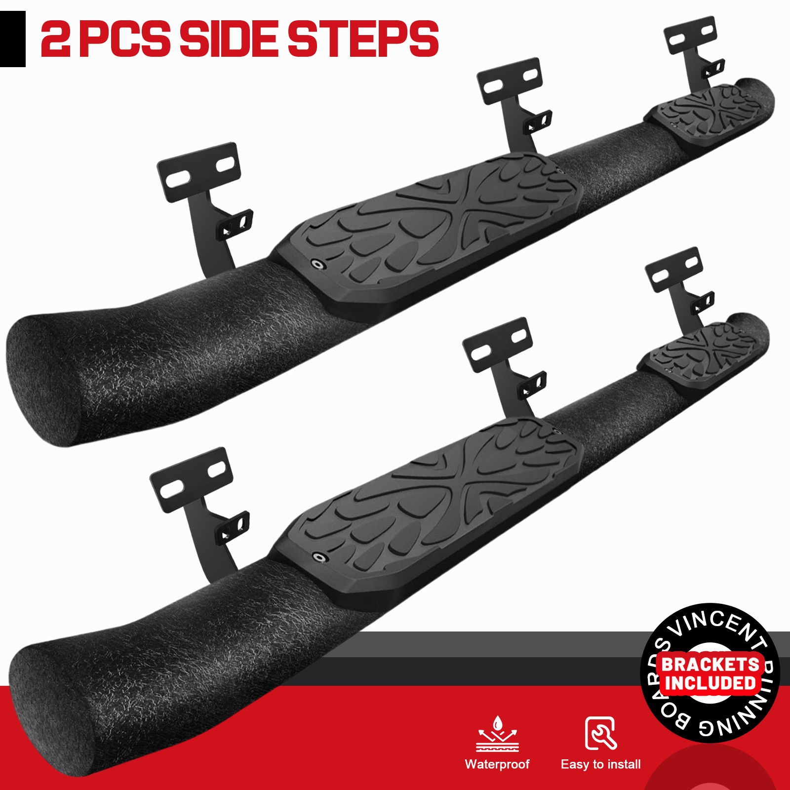 FOR 2009-2018 Dodge Ram 1500 Crew Cab Side Step Curved Running Board Nerf Bar