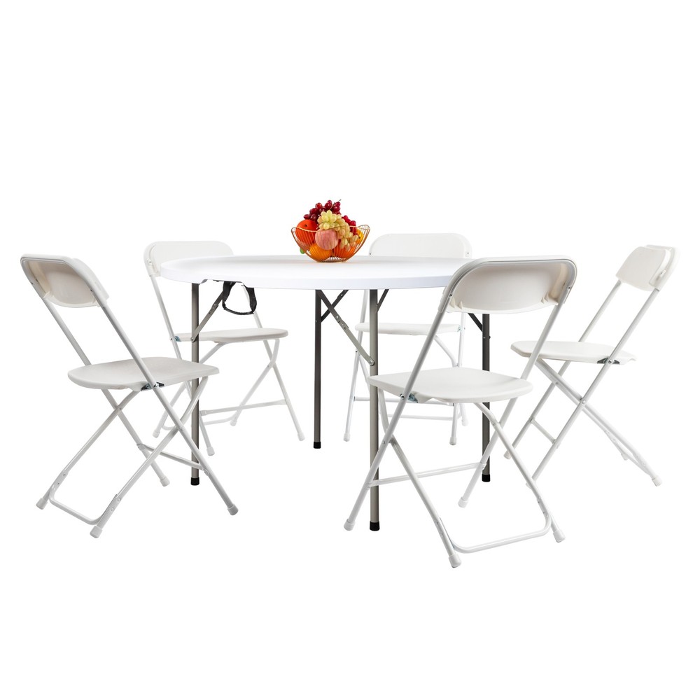 48inch Round Folding Table Outdoor Folding Utility Table White