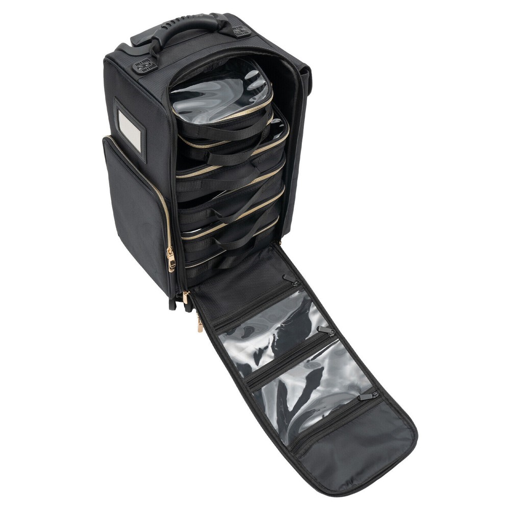 Professional Makeup Case,Rolling Makeup Train Case,Cosmetic Storage Organizer