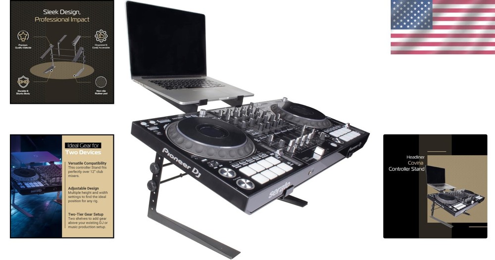 Headliner Covina Adjustable DJ Controller Stand - Portable & Durable Design