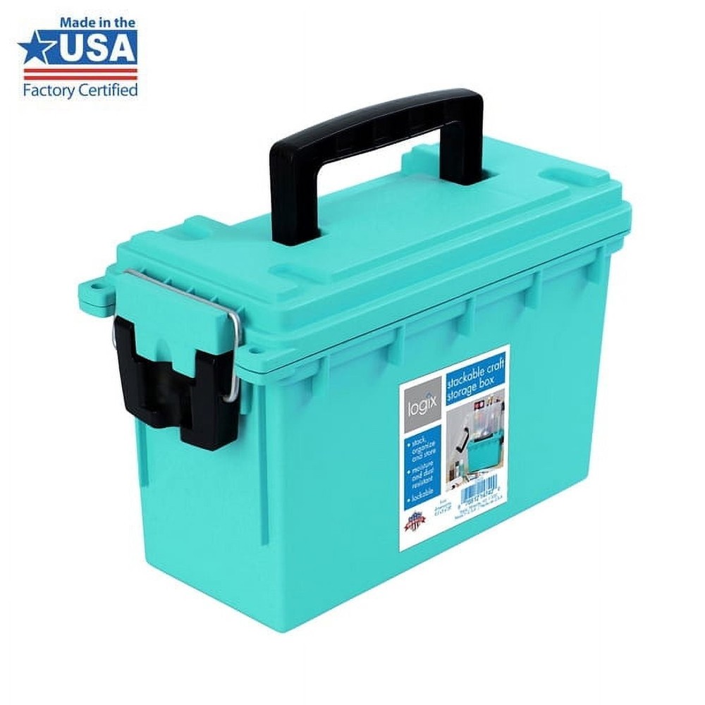 11.5 Inch Stackable Storage Container Teal Water Resistant for Crafts
