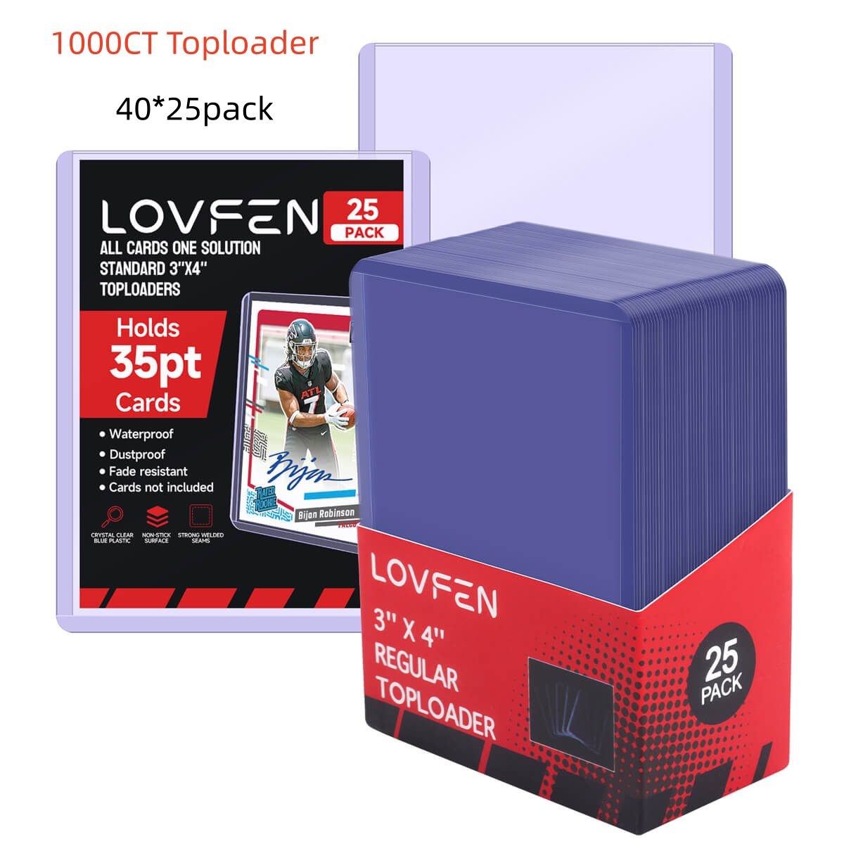 1000ct 3x4 Toploaders For 35pt Sports Trading Games Cards Holders 40*25pack