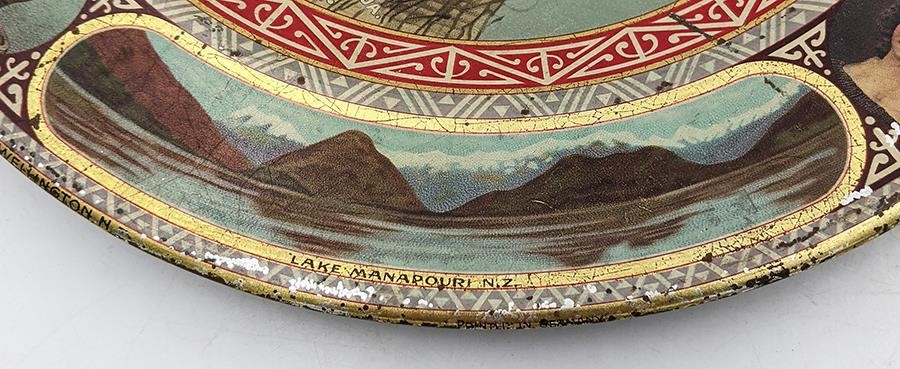 MAORI MAIDEN NEW ZEALAND ILES ROTORUA PHOTOGRAPHIC TOLEWARE DISH c1901-1905