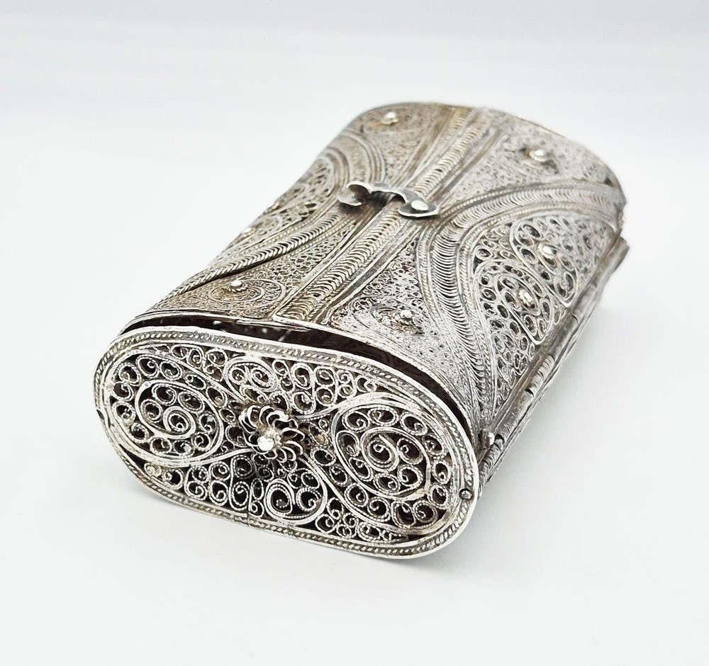 19TH CENTURY CONTINENTAL SOLID SILVER FILIGREE PURSE / BOX