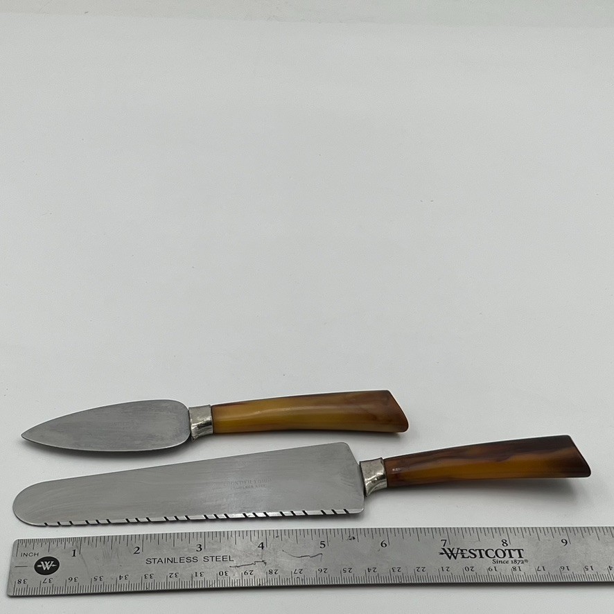 2- VTG Cheese Butter Spreader Bakelite Handle Frontier Forge Knife MCM Kitchen