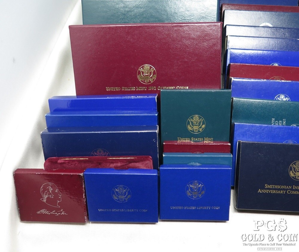 (51) Empty Assorted US Mint Boxes w/ & w/o COAs 25925