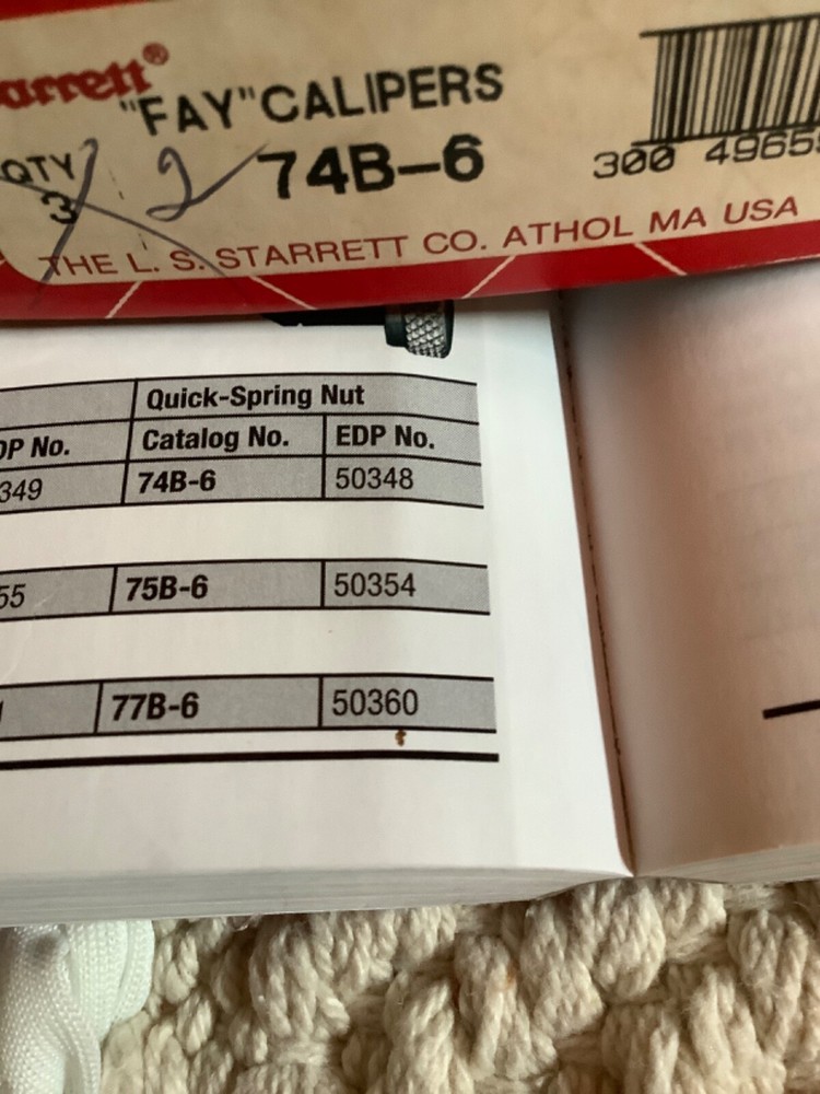 Starrett 74B-6 Fay Spring Type Inside Caliper, Quick Spring Nut 6"