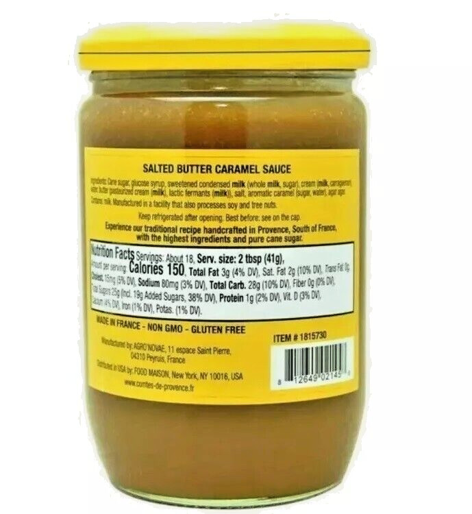 2-PACK Comtes De Provence Salted Butter Caramel Sauce 26.4 Oz PRODUCT OF FRANCE