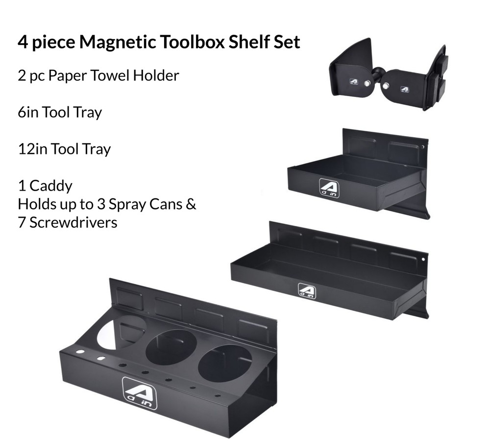 4pc Magnetic Toolbox Tray Set Tool Box Cabinet Side Shelf Storage Van Workshop