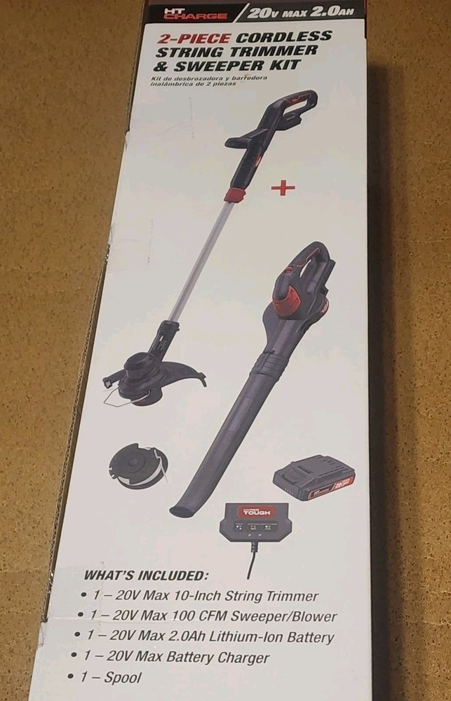 Hyper Tough 20V Max Cordless Combo Kit, 10-inch String Trimmer & Sweeper Blower