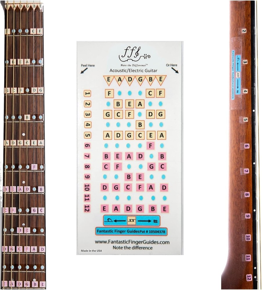 Self-Adhesive Guitar Learning Stickers - Essential for Beginners & Intermediates
