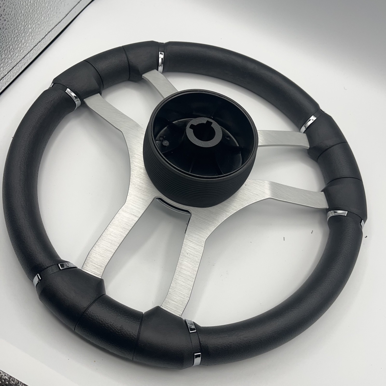 Malera Boat Steering Wheel Brushed Alum Spoke | Gussi Italia Center Cap