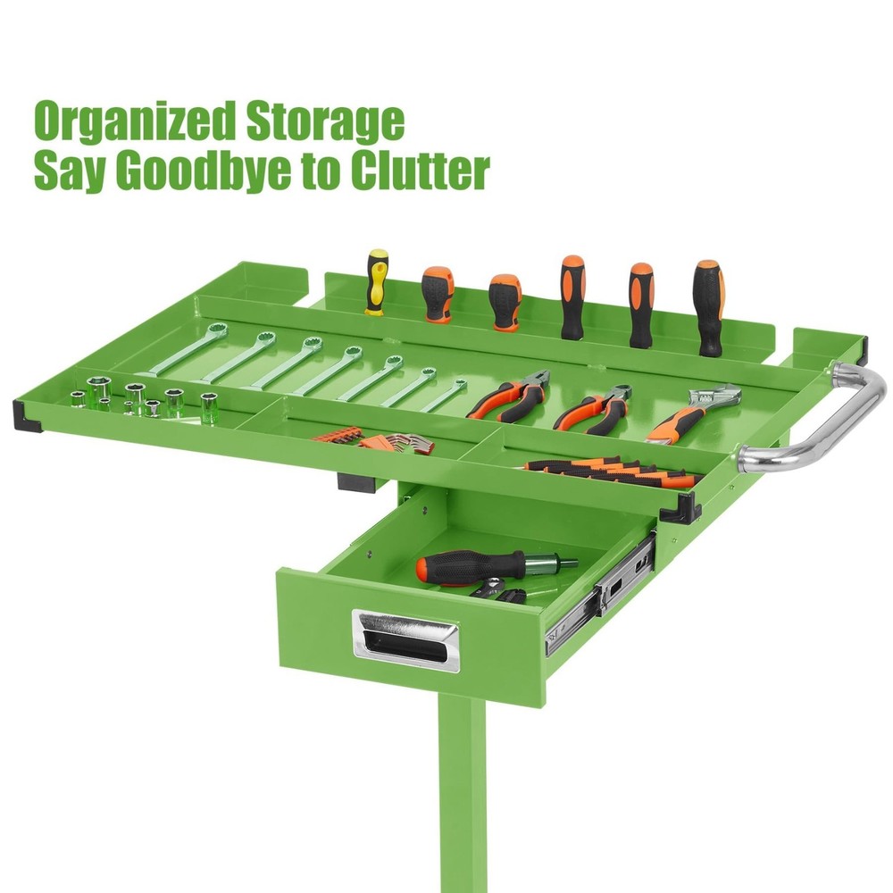 Rolling Work Table Adjustable Height Mobile Workbench w/ Wheels 220LBS Green